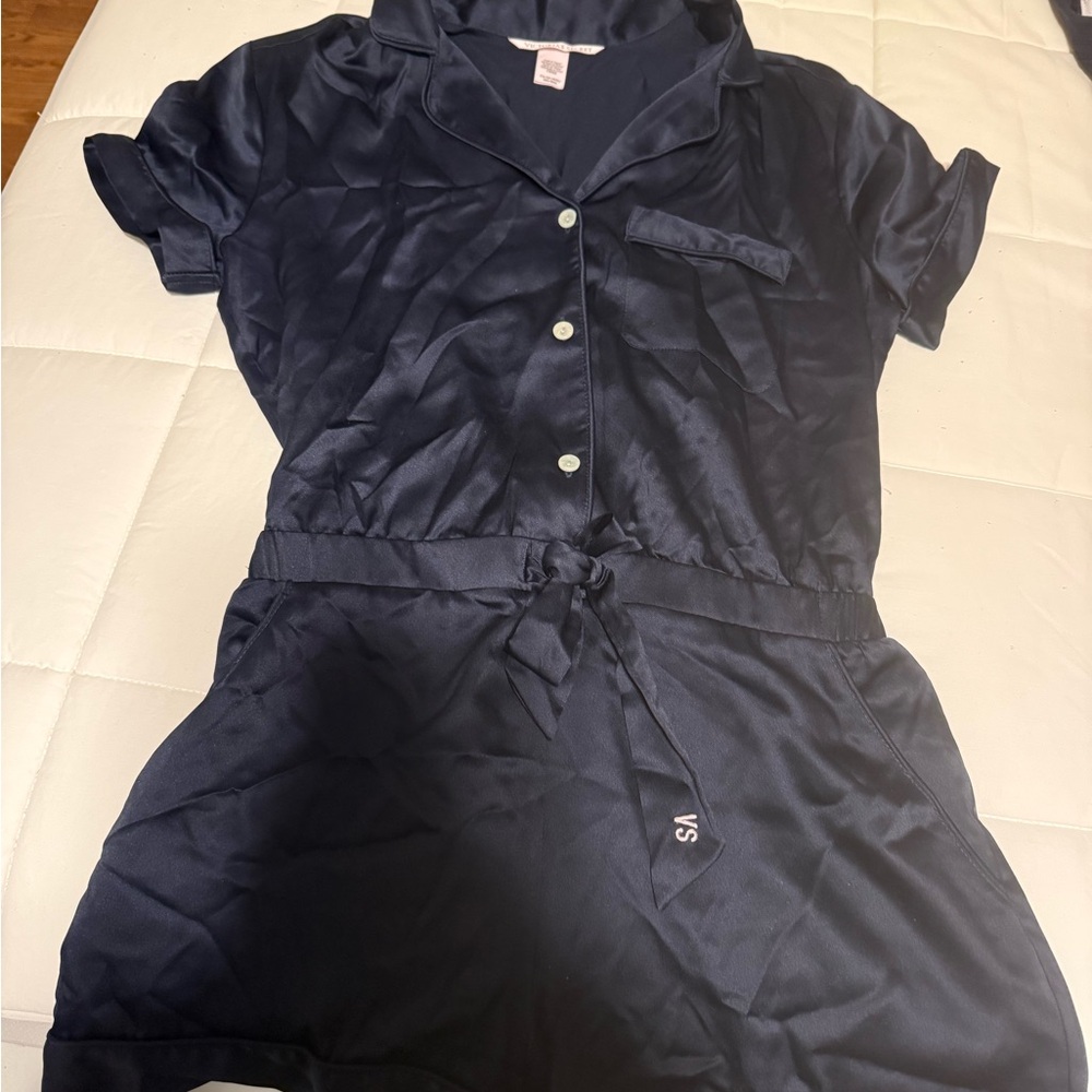Victoria's Secret Midnight Blue Satin Pajama Set